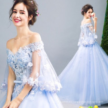 Sky Blue Sexy Lady Night wear Party Dress Sweetheart Fancy Women Long Evening Dress Patterns of Lace Evening Dress